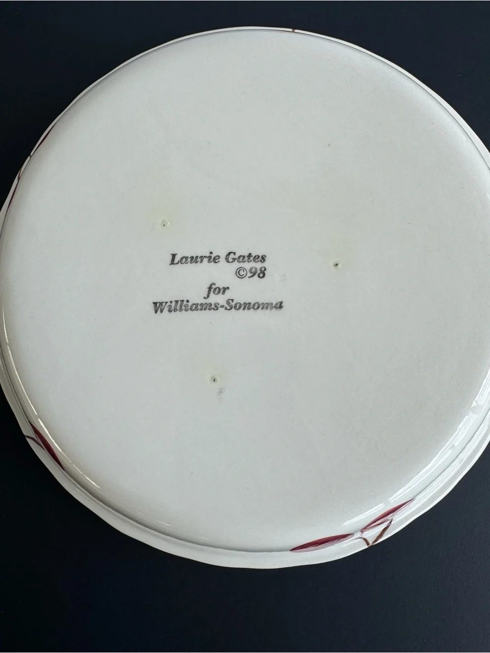 Williams Sonoma Red Cherry Check Ceramic Serving Bowl